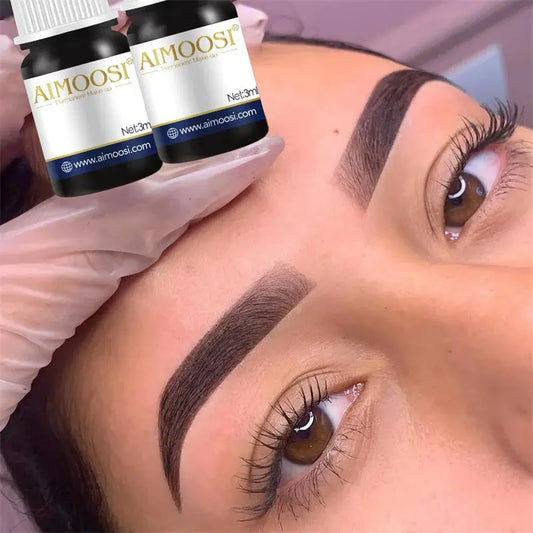 AIMOOSI Henna Eyebrow Tattoo Ink – Professional Microblading Pigment for Eyeliner & Brow Enhancement | 0.1OZ Black Permanent Makeup Ink NNOS