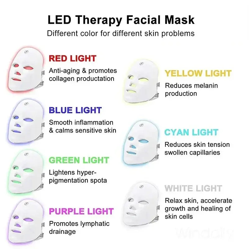 Facial LED Mask 7 Colors LED Photon Beauty Mask Skin Rejuvenation Home Face Lifting Whitening Skin Care Beauty Mask NNOS