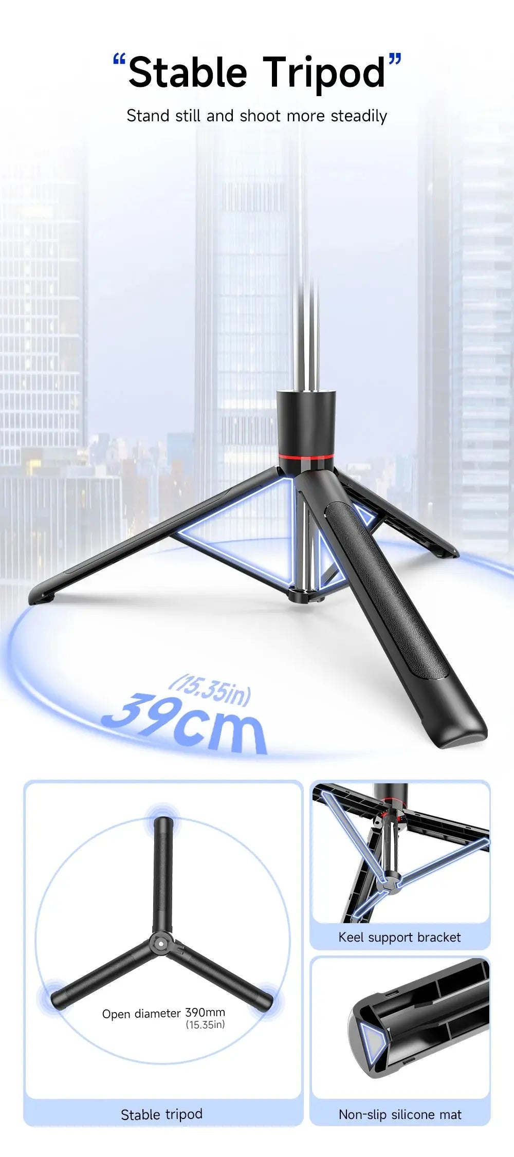 BSLIUFANG 2025 new 1.7M 360° rotation selfie stick tripod foldable stand with Wireless Bluetooth remote control for phone camera NNOS