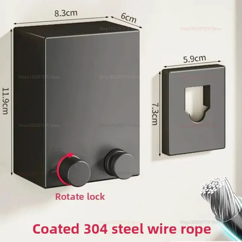 Invisible Clothesline Indoor Without Hole-Punching Shrinkage Wire Clothes Drying Artifact NNOS