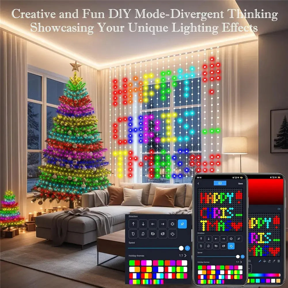 800 LED RGB Smart Curtain Lights – LED Party Lights with Music Sync, App & Remote Control NNOS