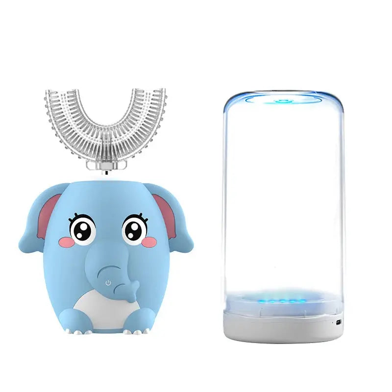 Children's Sonic Electric Toothbrush USB Rechargeable for Kids U-shaped 360Degrees Automatic Silicone Toothbrush Blue Light IPX7 NNOS