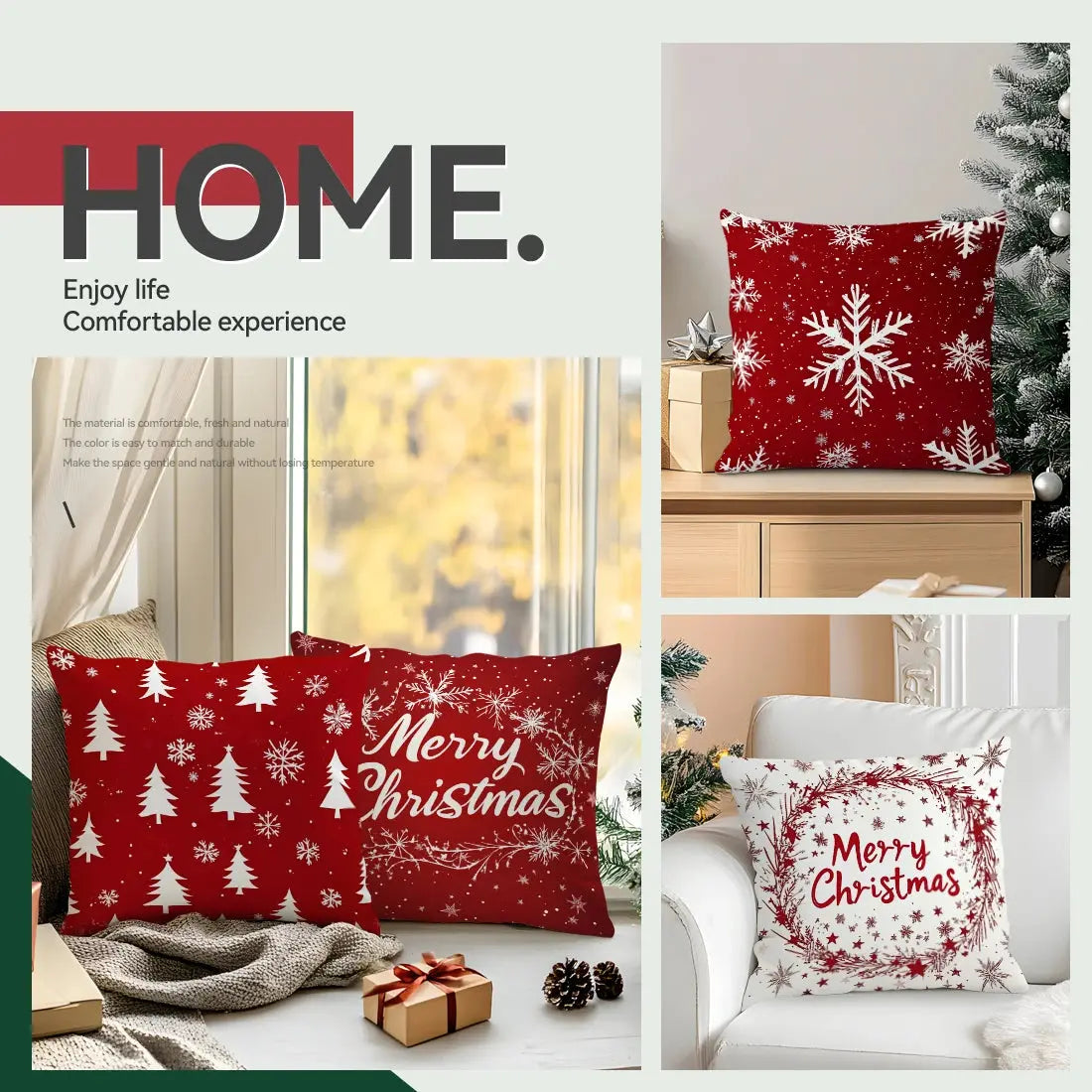 Christmas Snowflakes Cushions Pillowcase Polyester Cushion Cover Throw Pillow Sofa Decoration Pillowcover Home Decor NNOS
