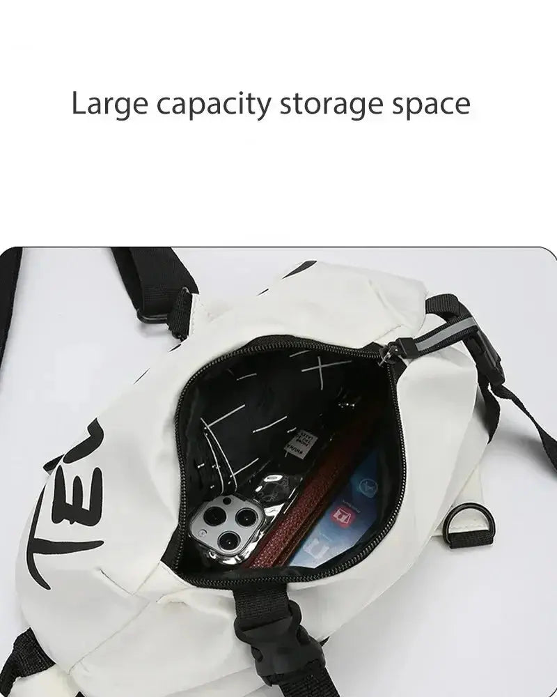 Autumn Winter Nylon Chest Bag for Men and Women Trendy Fashionable Sports Leisure Crossbody Bag with Oblique Straddle Design NNOS