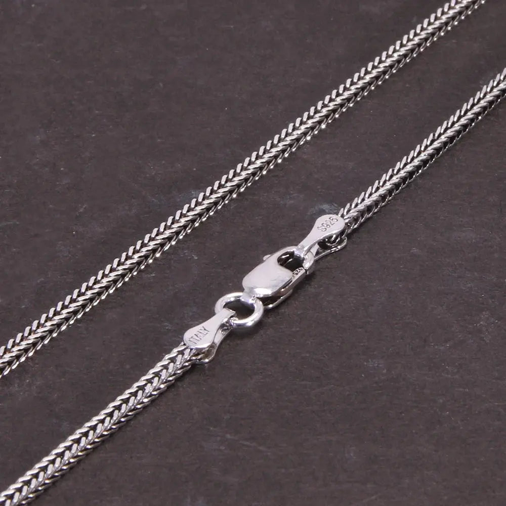 Real Pure 925 Sterling Silver Necklace Chain Women And Men Vintage Foxtail 1.6mm Retro Solid Thai Silver Italy Fine Jewelry NNOS