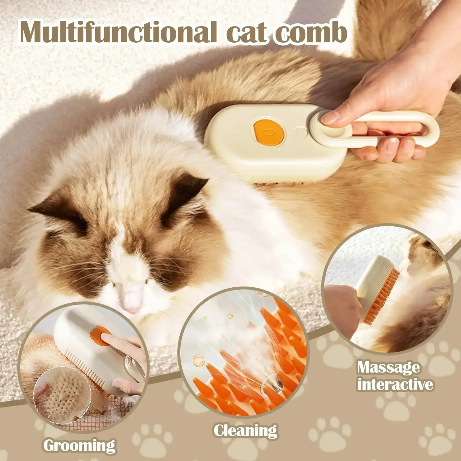 Cat Steam Brush Steamy Dog Brush 3 in 1 Rechargeable Spray Cat Hair Brushes for Massage Pet Grooming Comb Hair Removal Comb NNOS