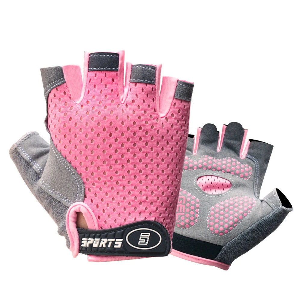 1Pair Non-slip Kids Gloves Half Finger Thickened Palm Protective Faux Leather Tear Resistant - Cycling Climbing Kid Sport Gloves NNOS