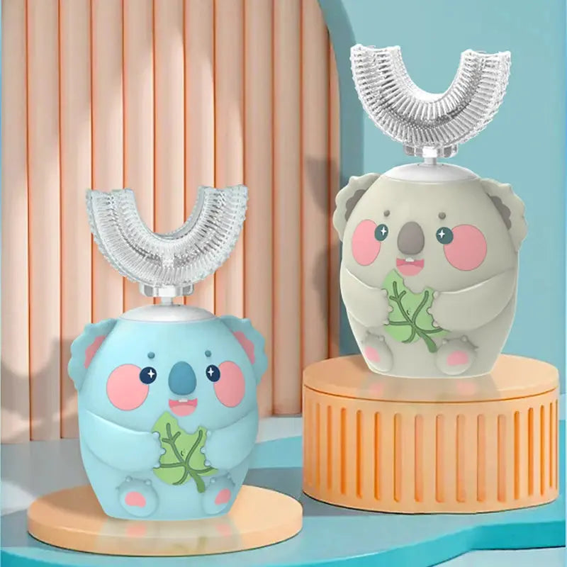 Children's Sonic Electric Toothbrush USB Rechargeable for Kids U-shaped 360Degrees Automatic Silicone Toothbrush Blue Light IPX7 NNOS