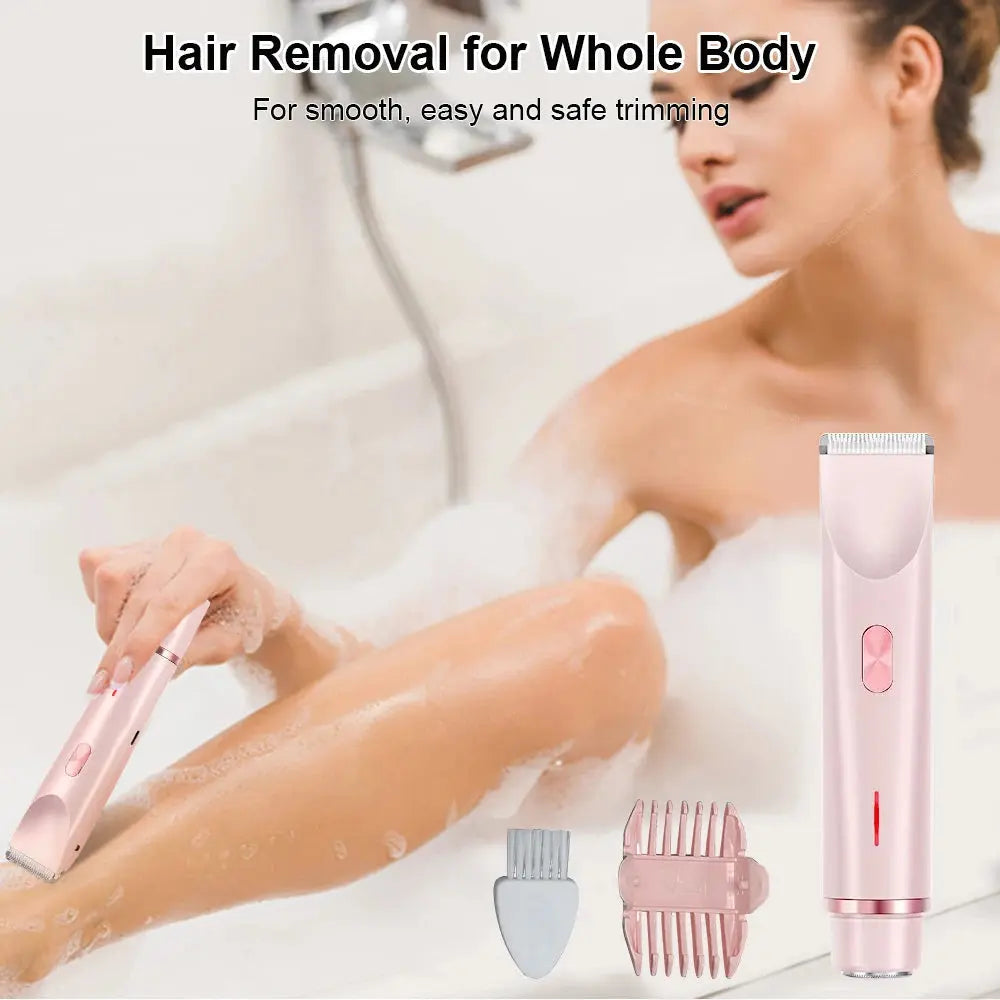 Portable Electric Razor for Women 2-in-1 Bikini Trimmer Facial Mustache Shaver Painless Epilator for Body Underarms Legs NNOS