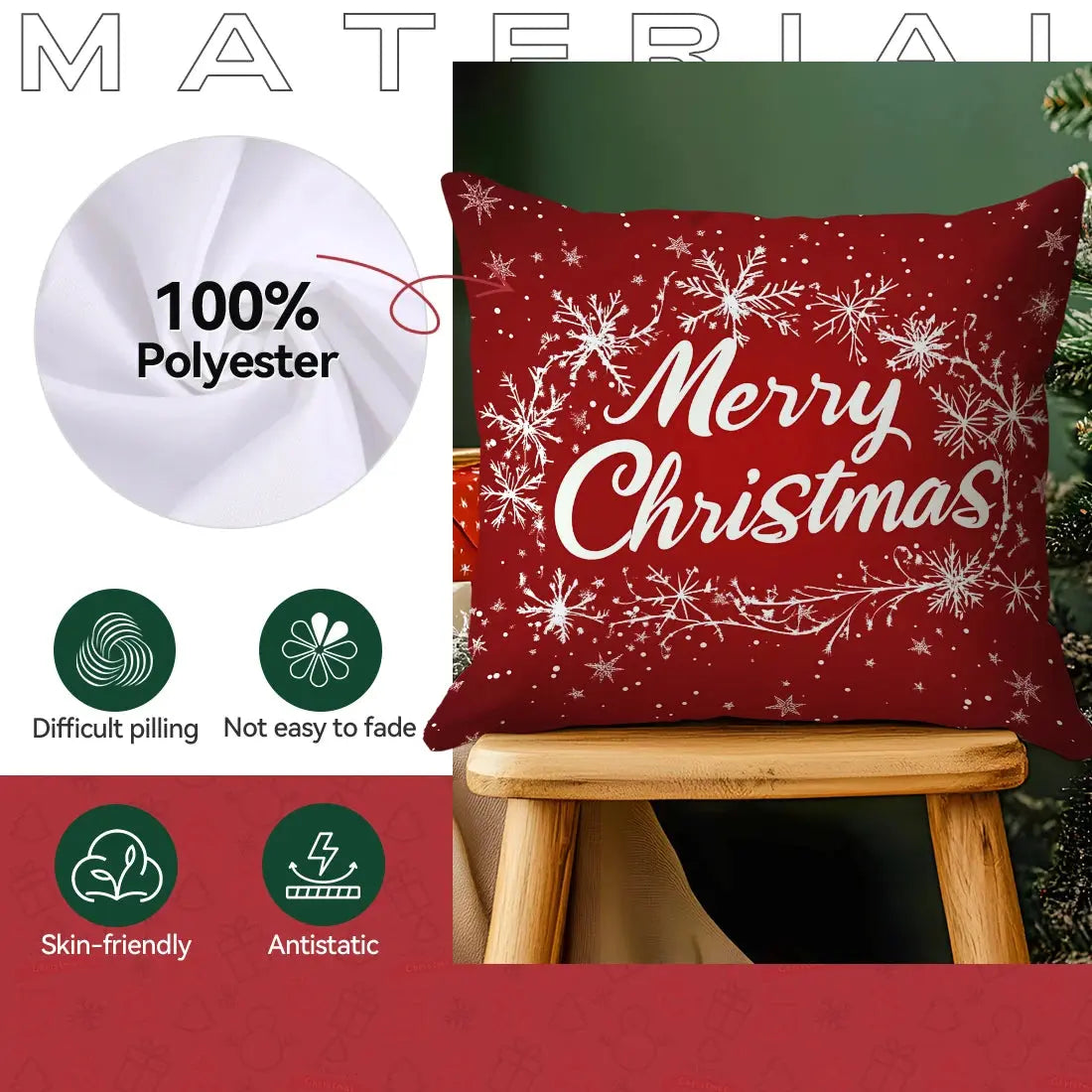 Christmas Snowflakes Cushions Pillowcase Polyester Cushion Cover Throw Pillow Sofa Decoration Pillowcover Home Decor NNOS
