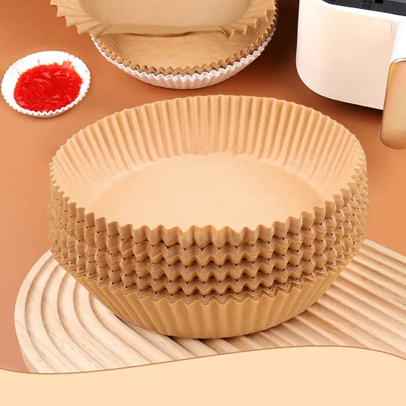 50Pcs Disposable Air Fryer Baking Paper Non-Stick Mat Oil Absorbing Kitchen Oven BBQ Plate Round/Square Fabric for Easy Cooking NNOS