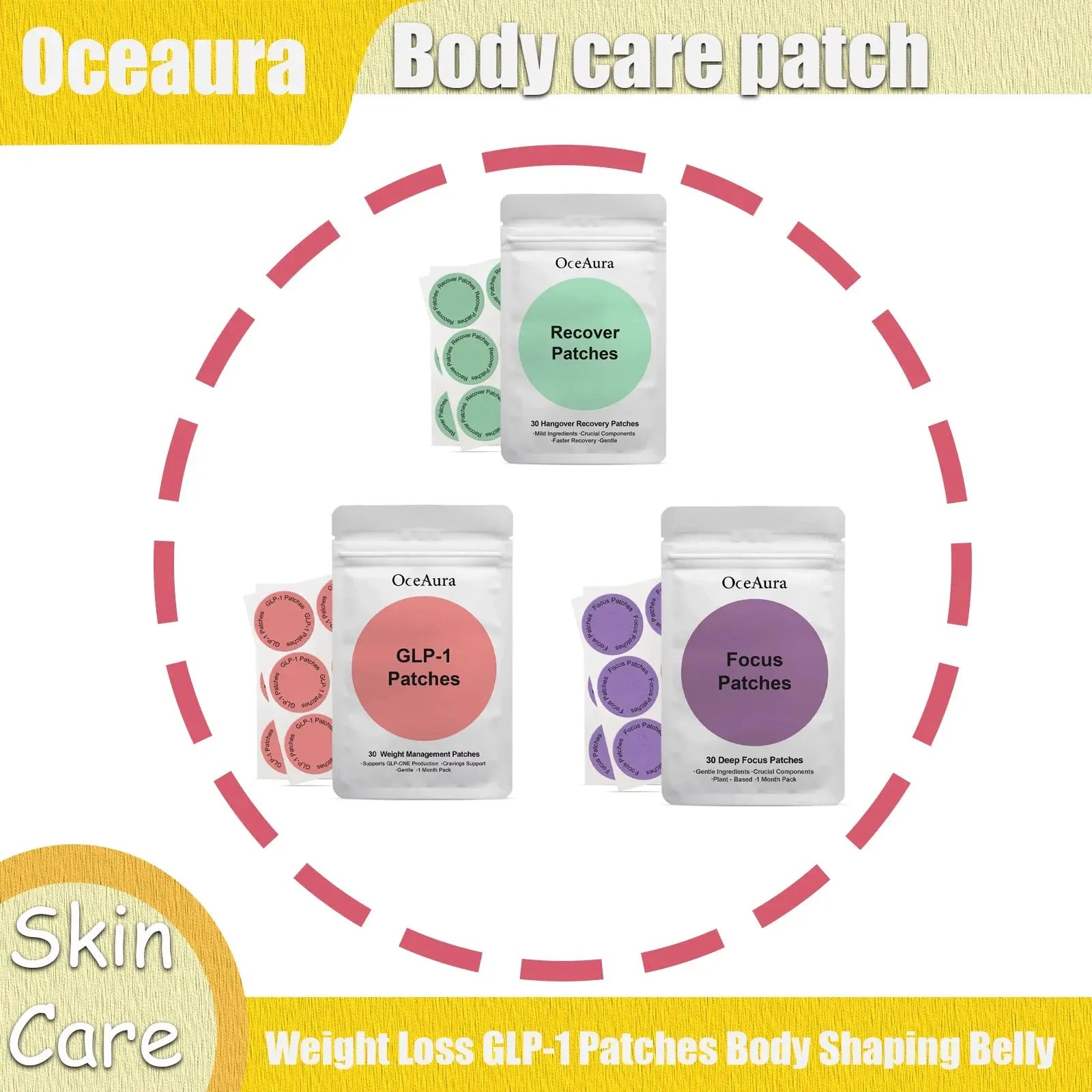 30pieces Weight Loss GLP-1 Patches Body Shaping Belly Fat Burning Improve Stomach Control Weigh Management Slimming Stickers NNOS