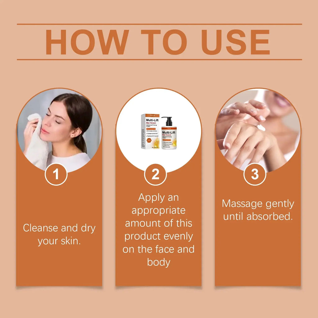 Bee Venom Cream for Body Multi Lifting Reduce Sagging Skin Anti Wrinkle Shaping S Curved Fat Firming Buttock Body Massage Lotion NNOS