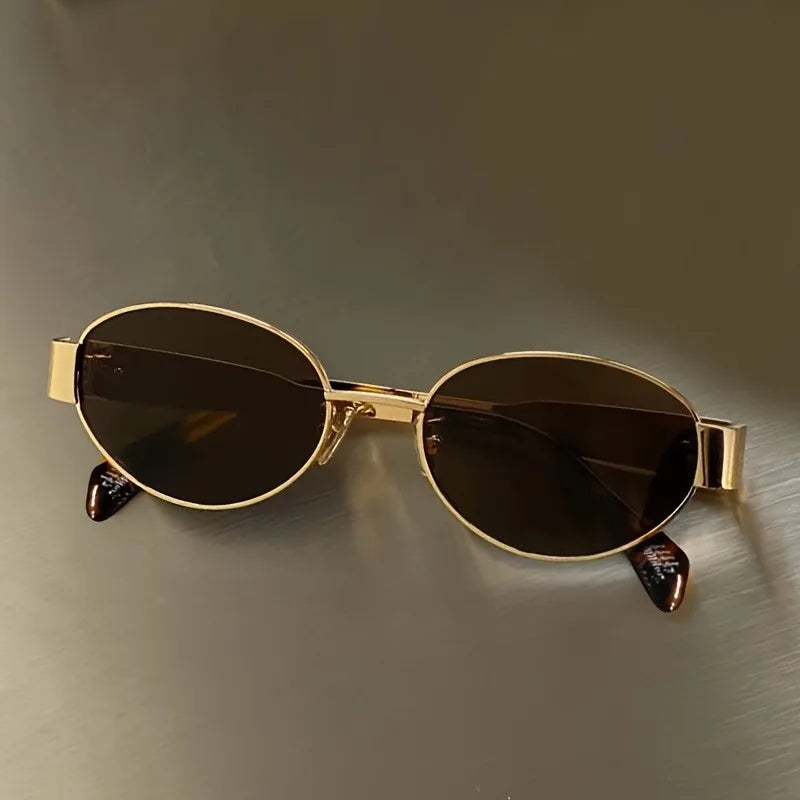 Retro Steampunk Oval Sunglasses Women – Vintage Metal Frame UV400 Sun Protection Eyewear NNOS