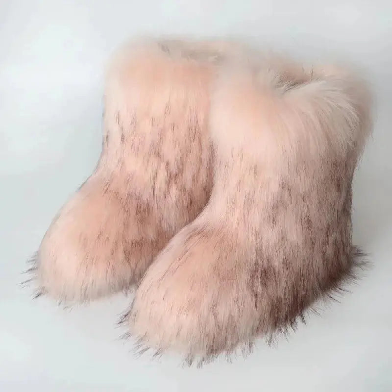 Y2K Fluffy Mid-calf Boots Winter Women Fashion Snow Boots Warm Cotton Shoes NNOS