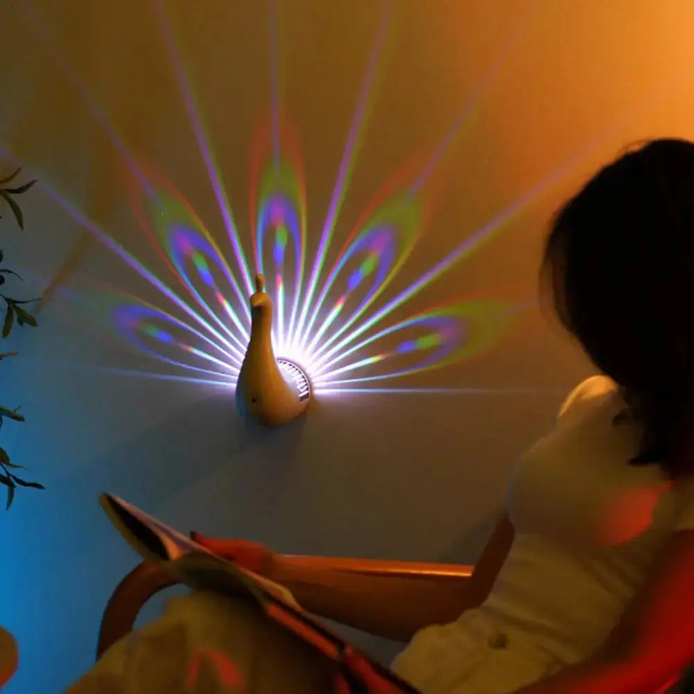 Peacock Projector Lamp Remote Control Night Light Bedside Colorful Atmosphere Light Creative Wall-mounted 9 modes product image