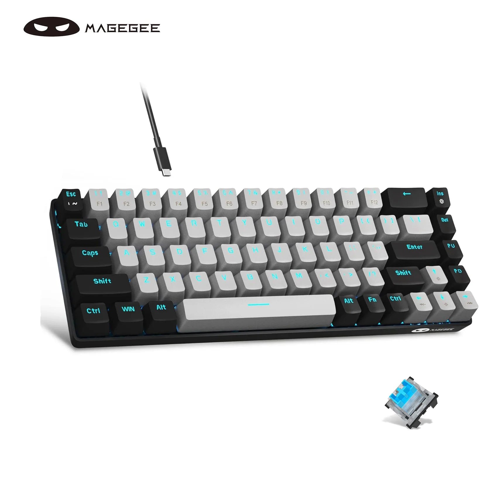 MageGee Portable 60% Mechanical Gaming Keyboard, MK-Box LED Backlit Compact 68 Keys Mini Wired Office Keyboard with Red Switch f NNOS
