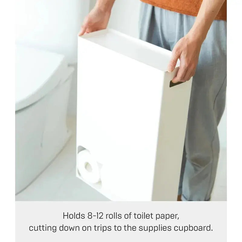 Home Toilet Paper Stocker - Bathroom Storage Organizer Dispenser Not for Jumbo Rolls Steel One Size White NNOS