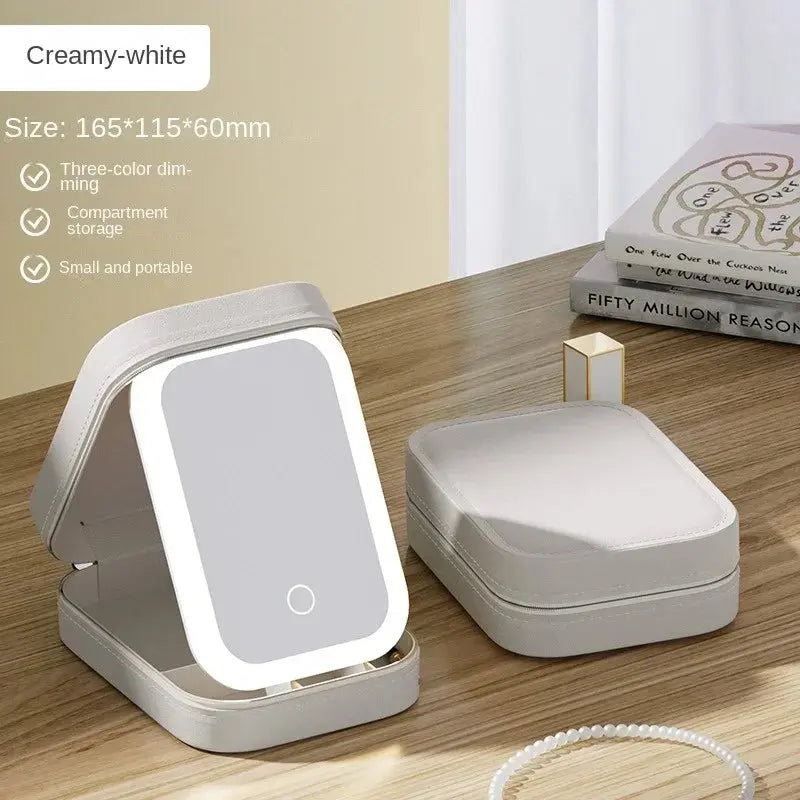 Smart LED Cosmetic Case with Mirror Travel Makeup Bag Small Cute Female Beautician Skincare Product Makeup Case for Women NNOS