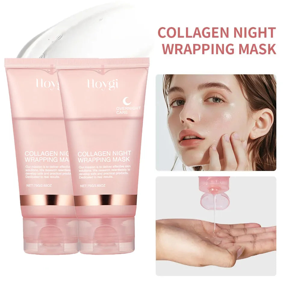 Collagen Overnight Wrapping Peel Off Facial Mask Set Korean Collagen Night Wrapping Mask Deeply Hydrates Night Care Mask Cream NNOS