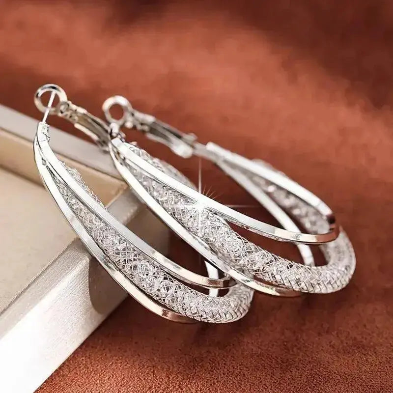 Fashion Needle- Woven Mesh Oval Hoop Earrings for Women NNOS