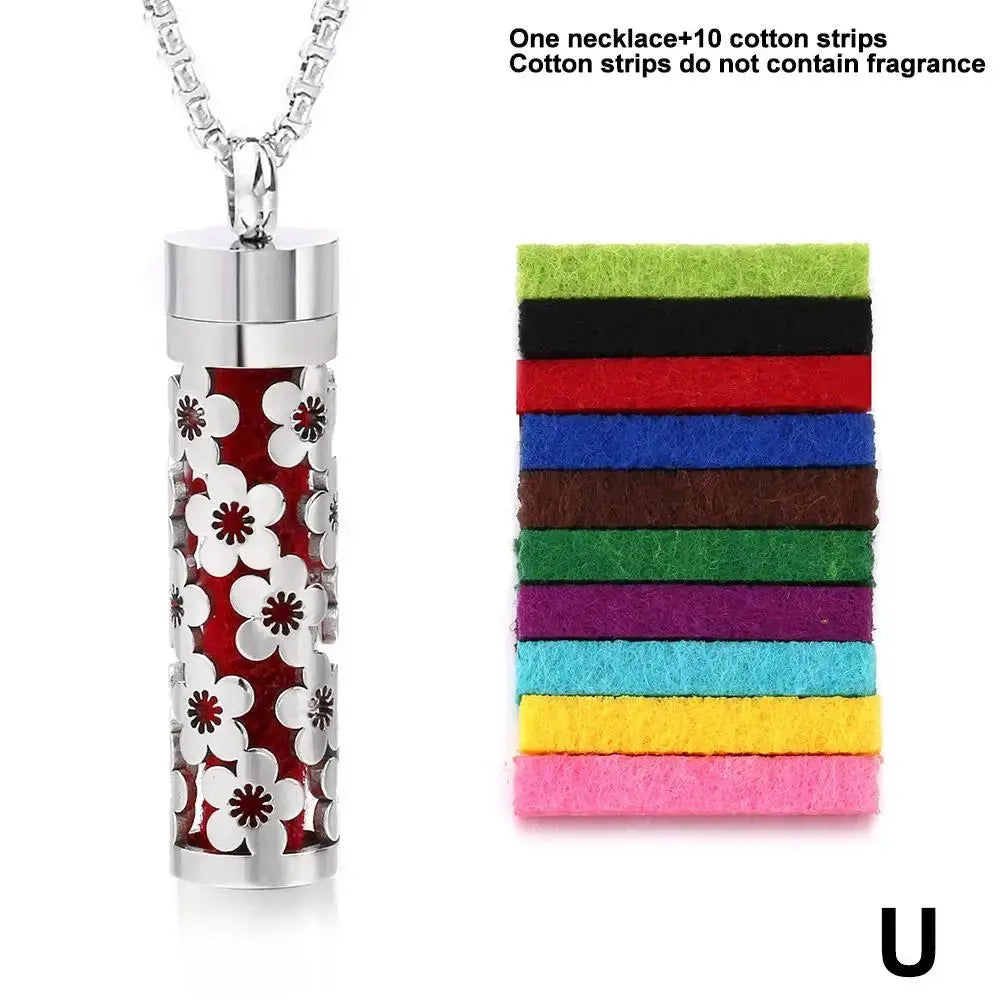 Aromatherapy Jewelry Pendant Flowers Pattern Hollow Out Perfume Lockets Essential Oil Diffuser Necklace NNOS