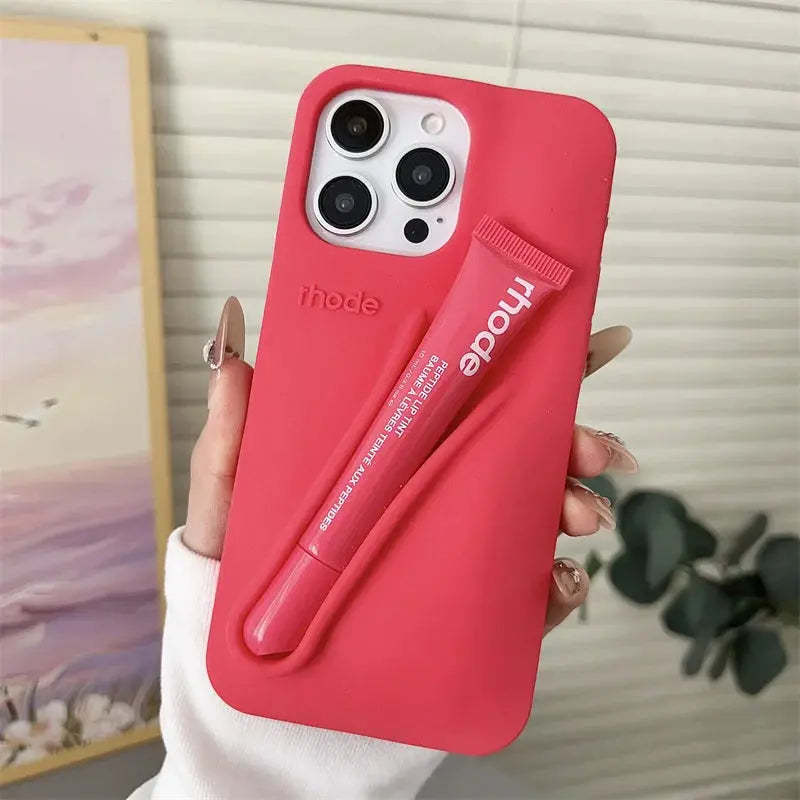 ✨ RHODE Lip Case Silicone Phone Case – Lipstick Holder + Kickstand All-in-One NNOS