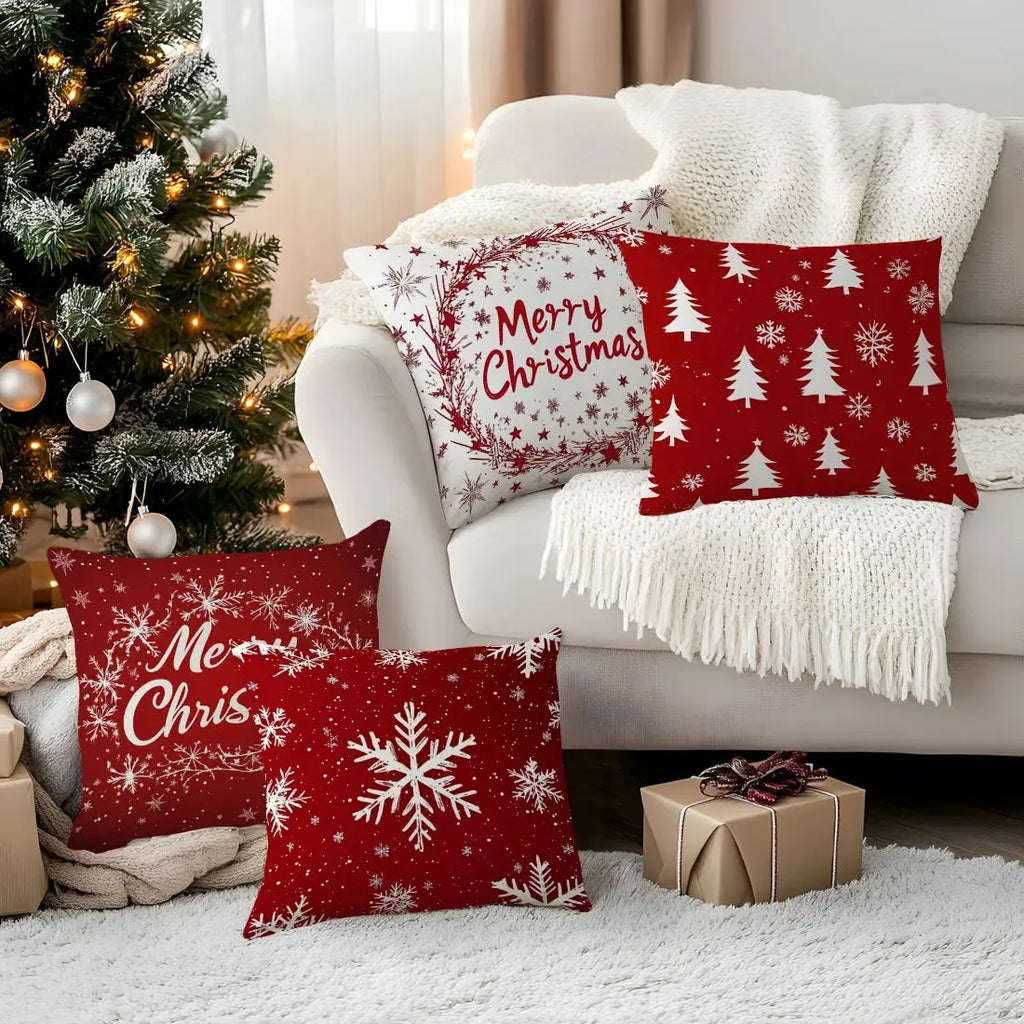 Christmas Snowflakes Cushions Pillowcase Polyester Cushion Cover Throw Pillow Sofa Decoration Pillowcover Home Decor NNOS