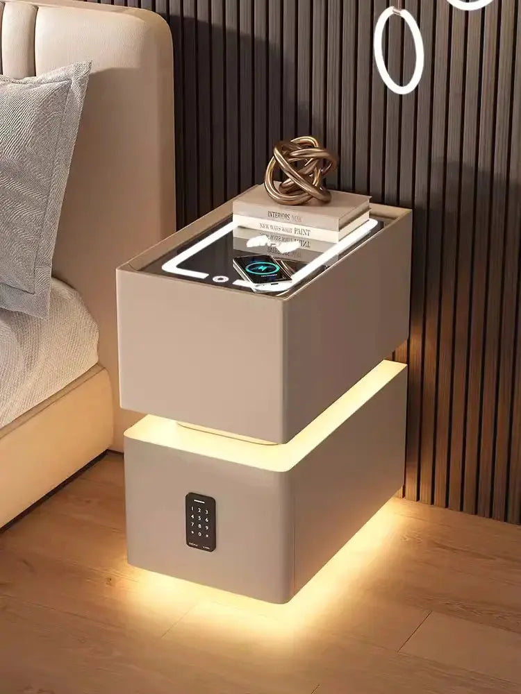 Smart Bedside Table – Modern Nightstand with Wireless Charging & LED Features NNOS