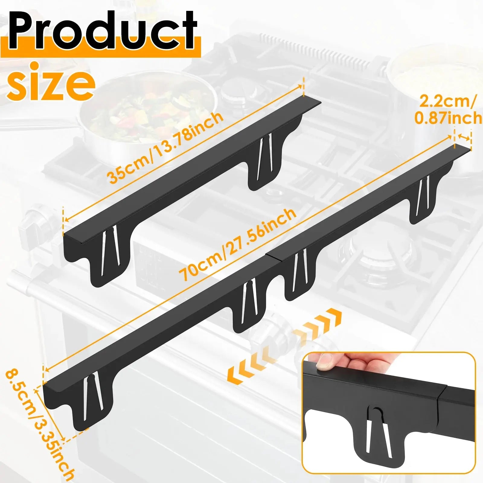 2Pcs Stainless Steel Stove Gap Guards Snug Fit Adjustable Length Stove Side Gap Protectors Heat Resistant Stove Gap Fillers NNOS