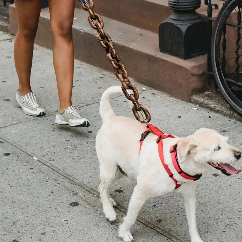"Unbreakable Iron Chain Leash: Because Your Dog Deserves to Be a Tiny Tank!"