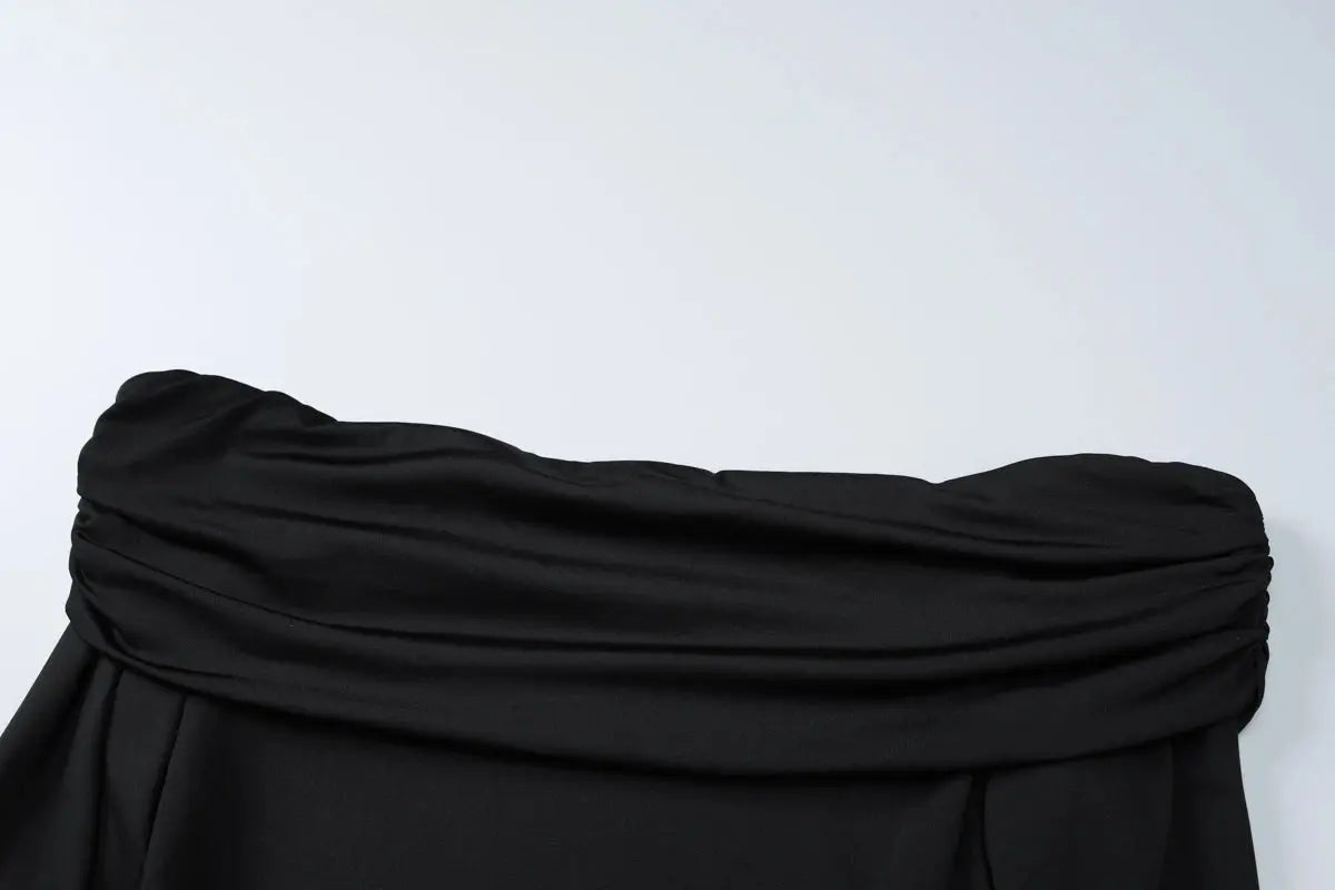 Dulzura Sexy 2-Piece Skirt Set – Off-Shoulder Ruched Crop Top & Slit Maxi Skirt NNOS