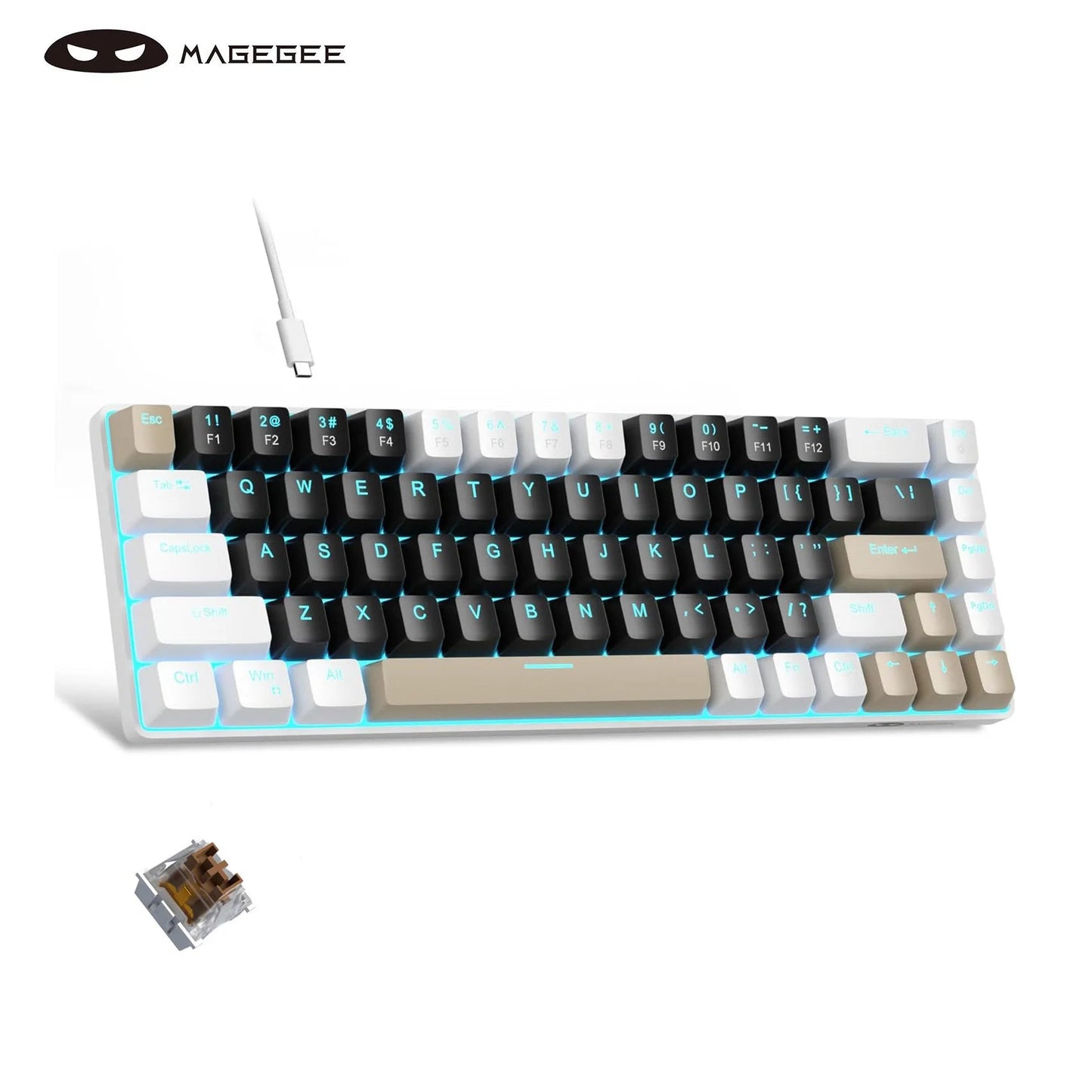 MageGee Portable 60% Mechanical Gaming Keyboard, MK-Box LED Backlit Compact 68 Keys Mini Wired Office Keyboard with Red Switch f NNOS