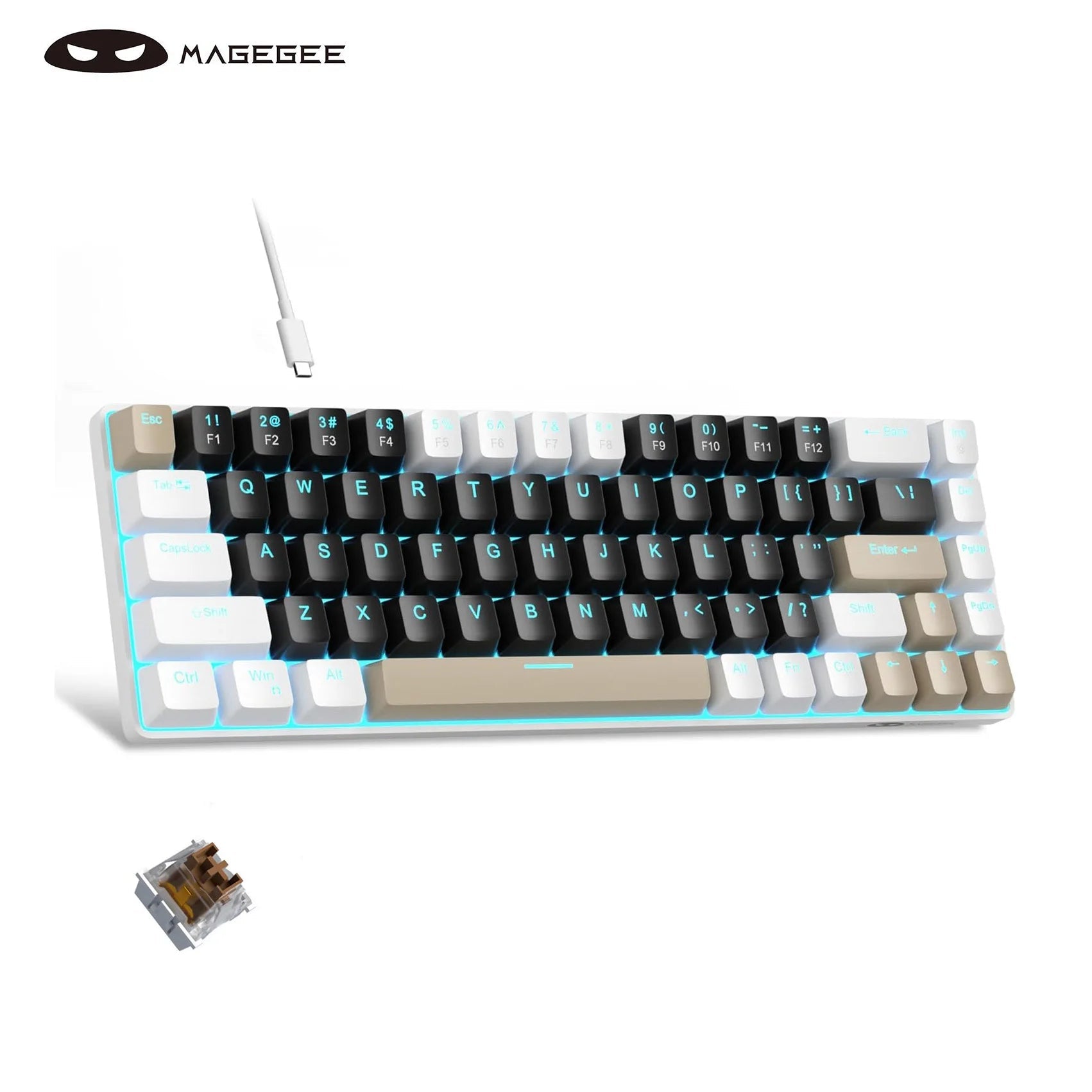 MageGee Portable 60% Mechanical Gaming Keyboard, MK-Box LED Backlit Compact 68 Keys Mini Wired Office Keyboard with Red Switch f NNOS