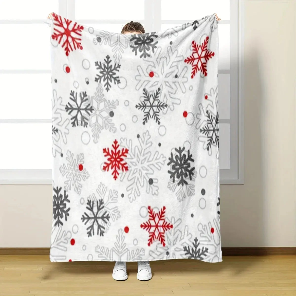 Ultra-Soft Flannel Christmas Throw Blanket - Snowflake Design, Perfect for Sofa,Bed,Office&Camping All-Season Cozy Plush Warmth NNOS