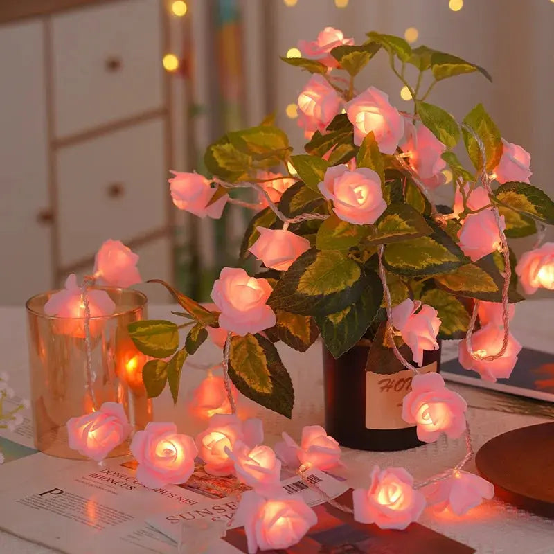2M Rose Flower LED Fairy Lights – Romantic Garland for Wedding & Party NNOS