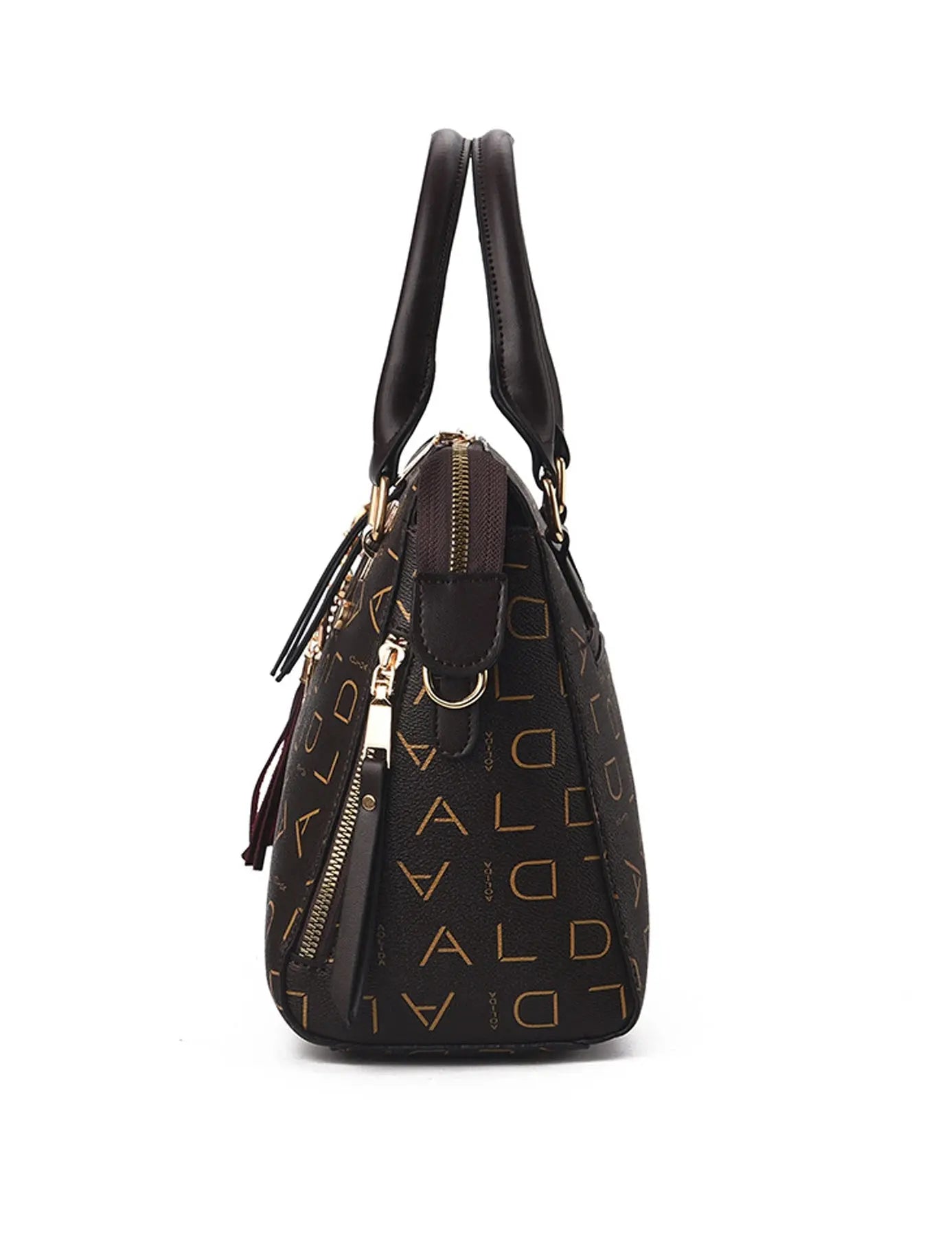 Elegant PU Leather Women’s Handbag – Designer Style with English Letter Emboss, Tassel Accent & Large Shoulder Carry NNOS