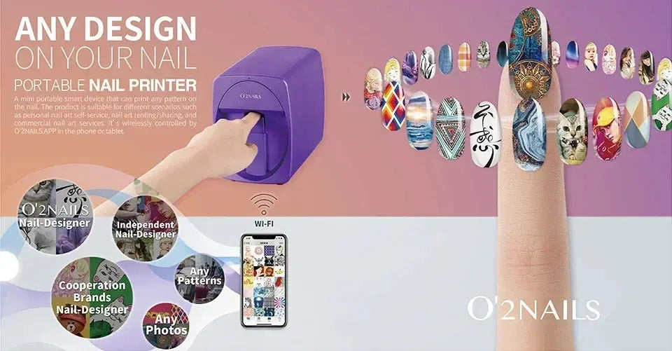Smart Nail Printer Portable 3D Mobile Nail Painting Machine 2400 DPI Printing Resolution WiFi/DIY Support for Home Beauty Salon NNOS