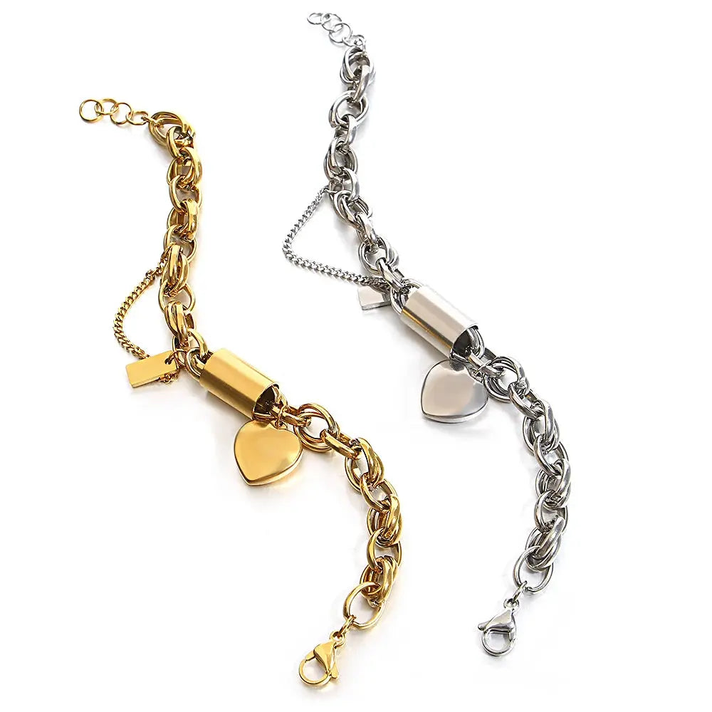 Add a Touch of Luxury with Our Exquisite DZ Fashion Design Gold Color Thick Chain Stainless Steel Bracelets NNOS