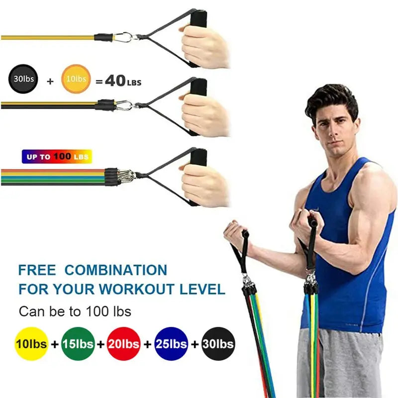 11pcs/Set Pull Rope, Resistance Bands, Portable Fitness Equipment, Ankle Strap, Chest Expander, Elastic Exercise Band NNOS