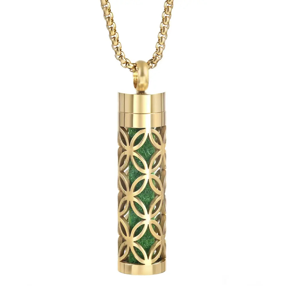 Luxurious Golden Stainless Steel Aromatherapy Necklace Diffuser - Elevate Your Scent Experience with Essential Oils and Perfumes