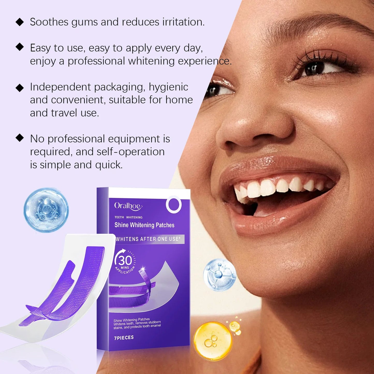 Purple Teeth Whitening Strips Brighten Tooth Remove Plaque Stain Cleaning Oral Hygiene Reduce Sensitivity Bleaching Dental Tools NNOS