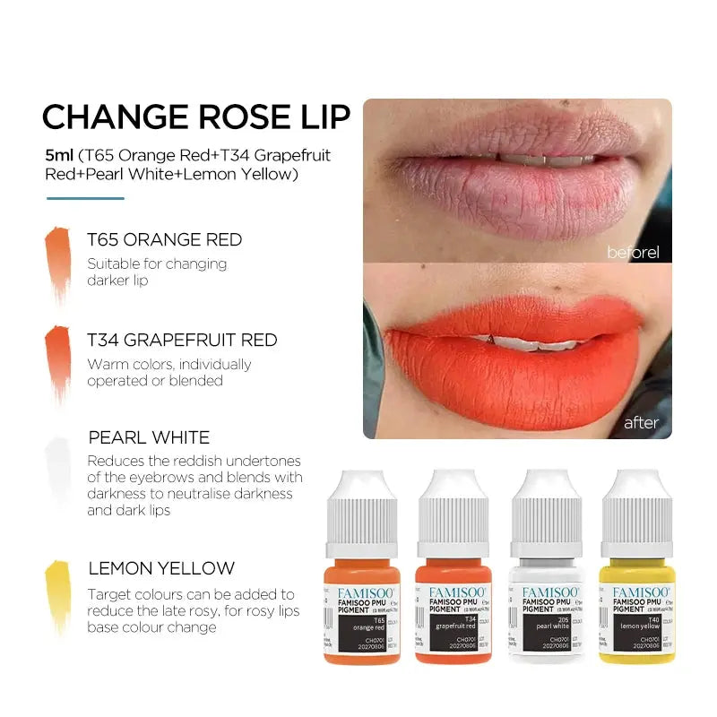 Permanent Makeup Pigments – FAMISOO 5ml PMU Lip Tattoo Ink NNOS