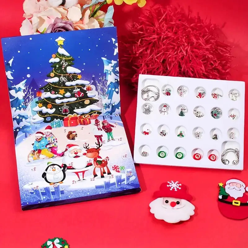 24-Day Christmas Calendar Advent Countdown Surprise Gift Creativity -DIY Christmas Bracelet Production Kit Jewelry Production NNOS
