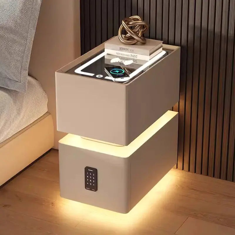 Smart Bedside Table – Modern Nightstand with Wireless Charging & LED Features NNOS