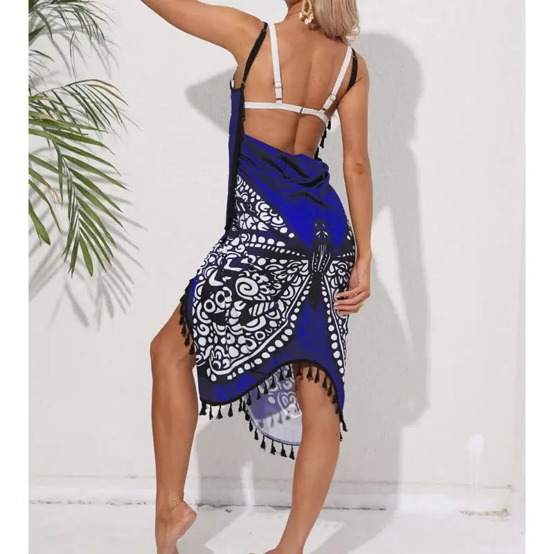 Women Bikini Sexy Butterfly Print Cover Up Swimwear Women Dress Summer Tunic Bath Sarong Wrap Skirt Swimsuit Elegant Beachwear NNOS