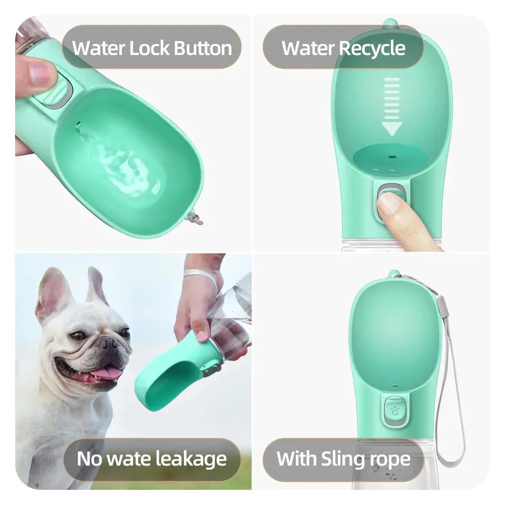 Portable Dog Water Bottle Leakproof Outdoor Drinking Bowl for Small to Large Dogs Chihuahua French Bulldog - 300ML-550ML Capacity NNOS