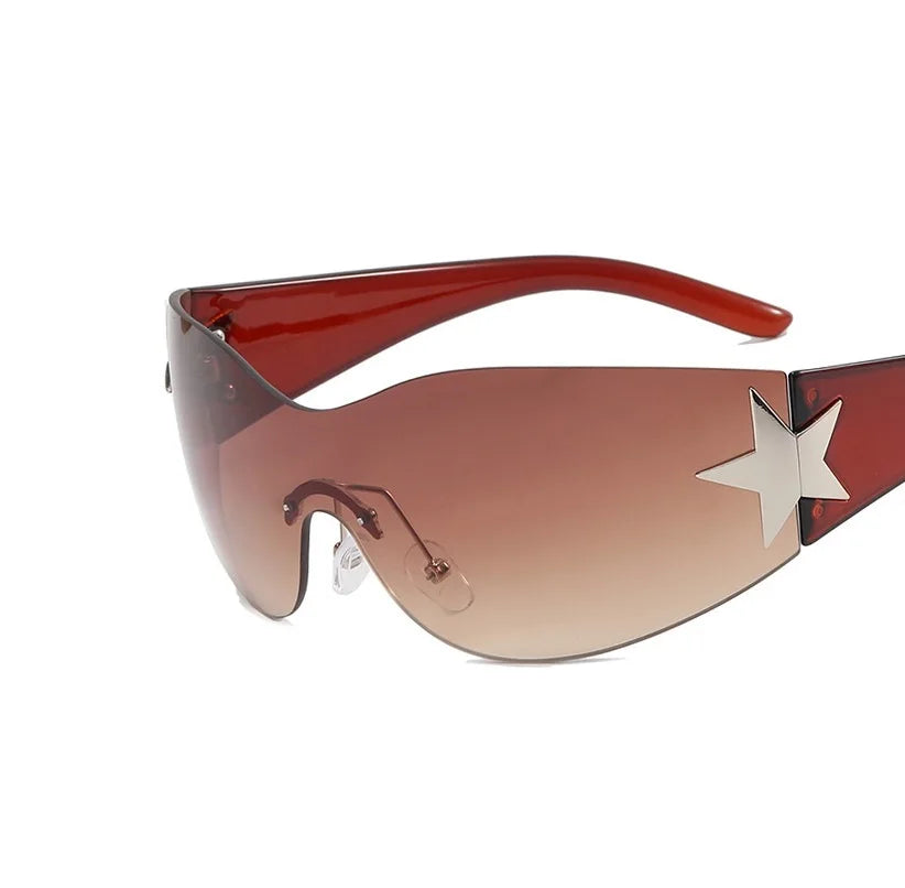 Women's Frameless Integrated Flying Climbing Sunglasses UV400 Sunscreen Cycling Mountaineering Hiking Camping Fashion Eyewear NNOS