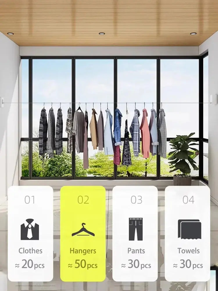 Retractable Clothesline Wall-Mounted Without Holes Indoor And Outdoor Universal Clothes Drying Quilts Are Small And Invisible NNOS