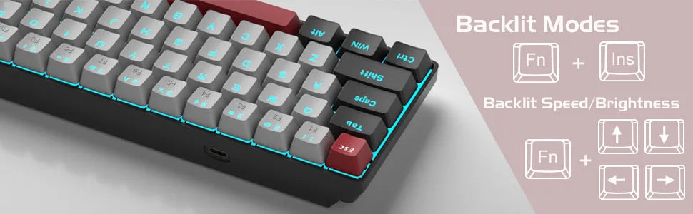 MageGee Portable 60% Mechanical Gaming Keyboard, MK-Box LED Backlit Compact 68 Keys Mini Wired Office Keyboard with Red Switch f NNOS